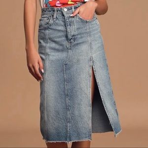 NWT Free People Mambo Light Wash Denim Midi S 25